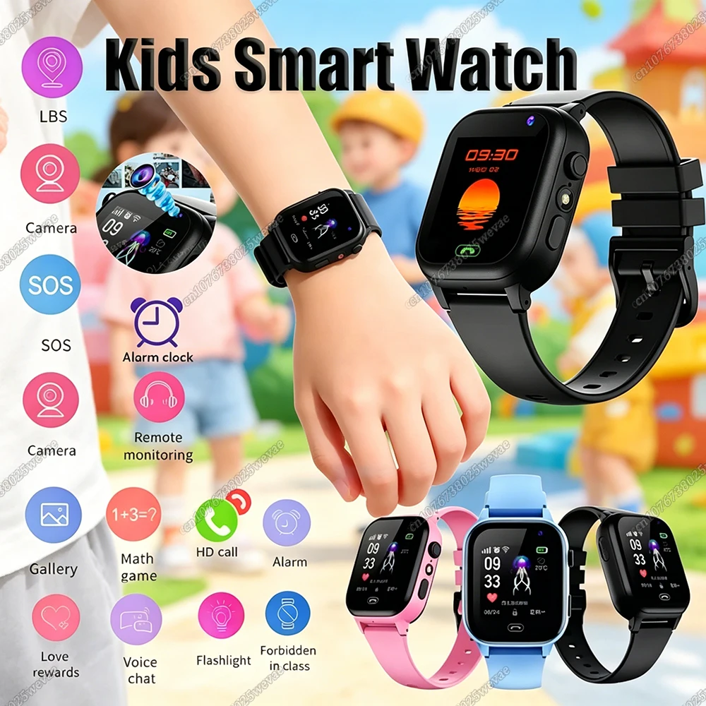 New 2026 Kids Smart Watch SOS Wifi GPS Location Video Call 4G Electronic Watch Card Camera Waterproof School For Boys Girls Gift