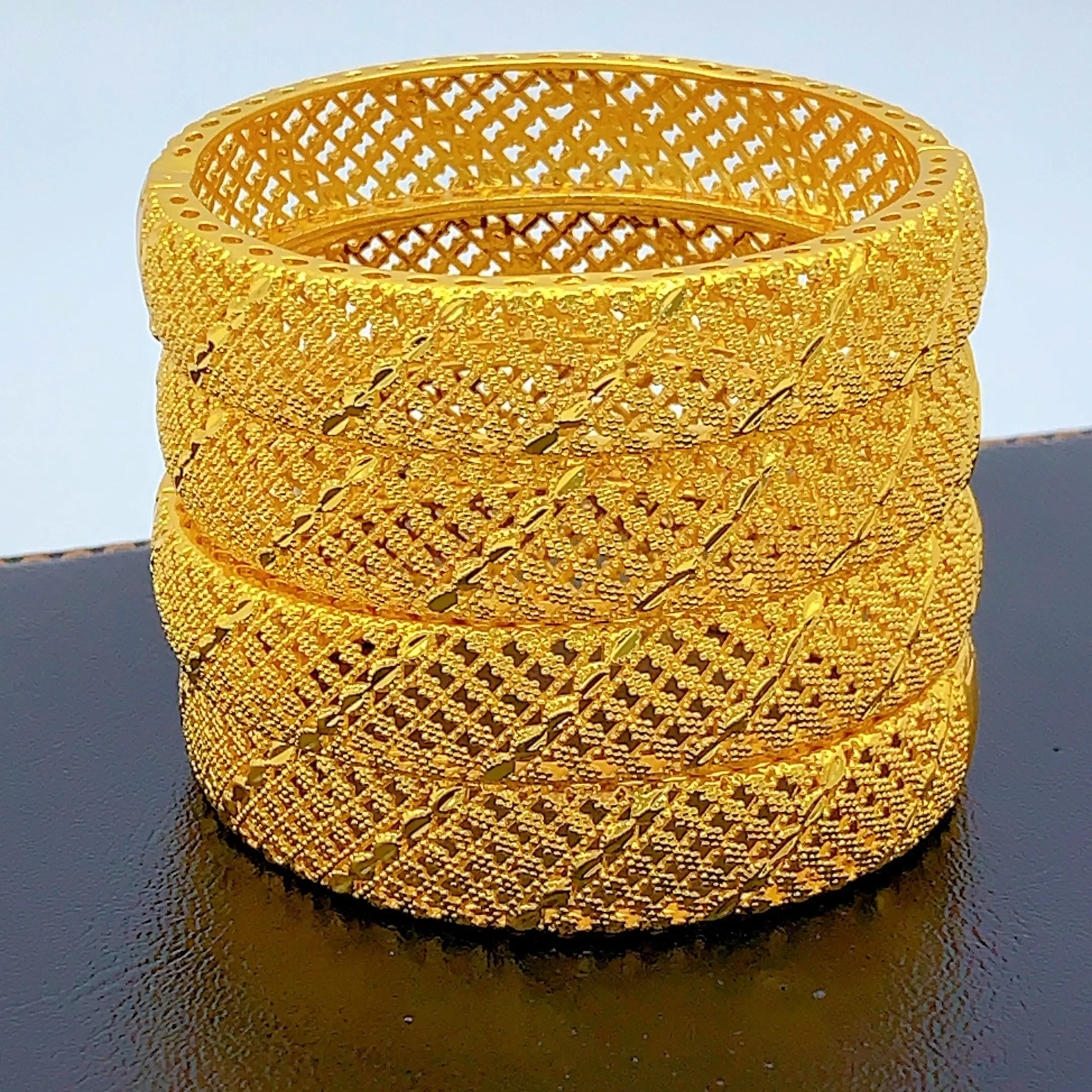Arabic 24k Gold Plated Bangles For Women Wholesale Indian Dubai Bridal Bangles Bracelets Wedding Bangles Jewellery Party Gifts