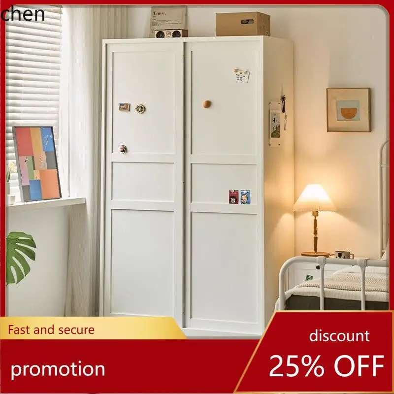 HT Steel Wardrobe Simple Modern Home Storage Organizer Sliding Door Closet Large Capacity Iron Cabinet