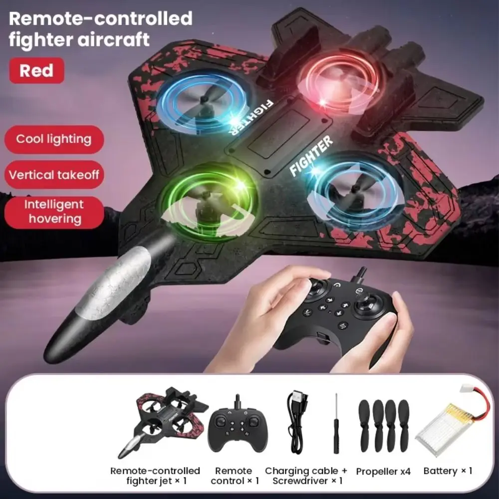 EPP Foam Remote Control Foam Fighter RC Drones Rechargeable Four Motor Helicopter Toy with Light Portable RC Hobby Jet Plane