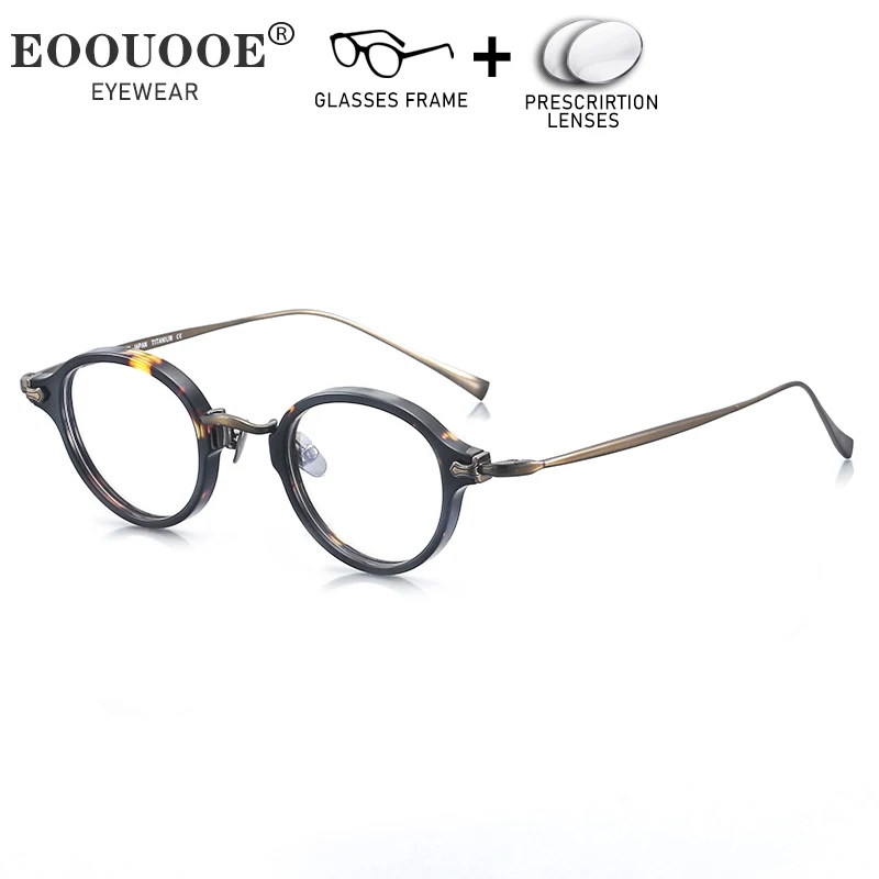 

Retro Eyeglasses Men Round High Prescription Glasses Pure Titanium Myopia Hyperopia Lenses Optical Eyewear Customiz Progressive