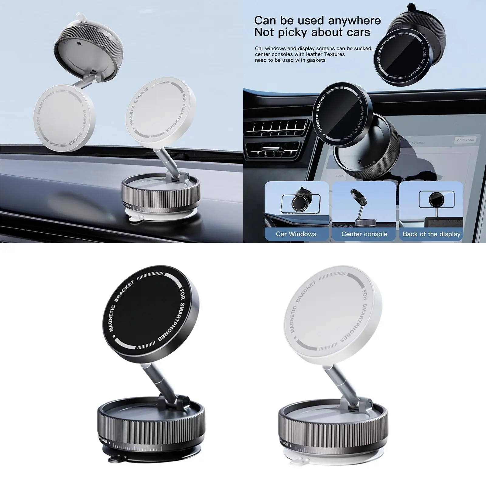 

Vacuum Magnetic Suction Cup Phone Mount Stable Support Easy to Install Auto Interior Accessory High Performance Rotatable