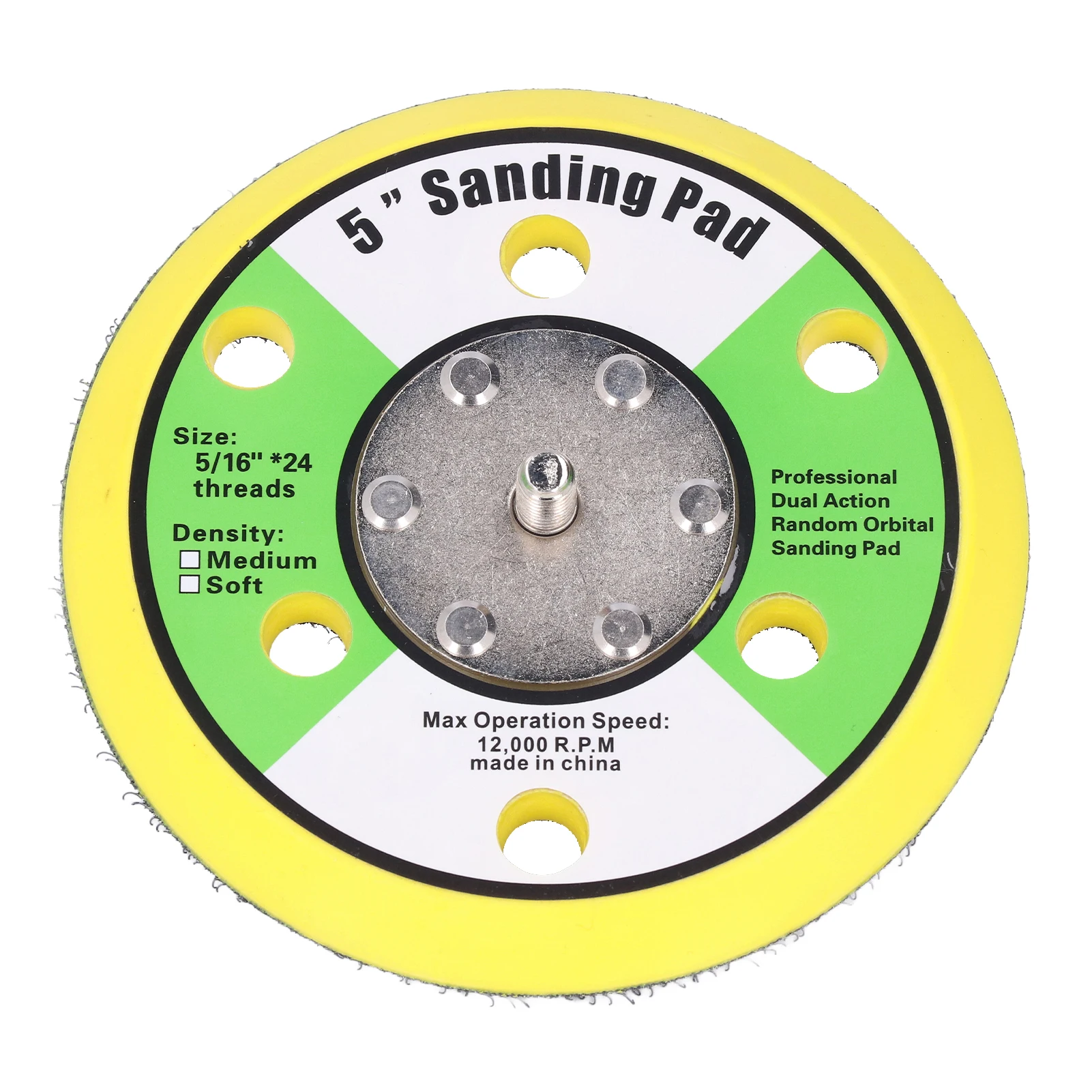 

5-дюймовая шлифовальная подушечка 5/16-24 с крючком и петлей, опорная пластина из искусственной кожи, буфер для пневматической шлифовальной машины, 12000 об/мин, пневматическая шлифовальная подушечка, буфер для полировки