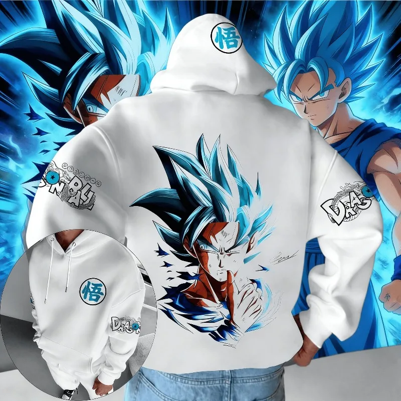 

A Loose and Comfortable Hoodie Cotton with Anime Character Printed Dragon Balls and Fleece for Both Men and Women