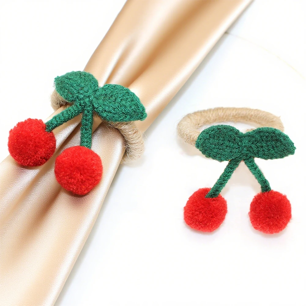 4/10/12Pcs Jute Rope Cherry Napkin Rings Handmade Fruit Napkin Holder Rustic Table Decor for Garden Tea Party Christmas Wedding