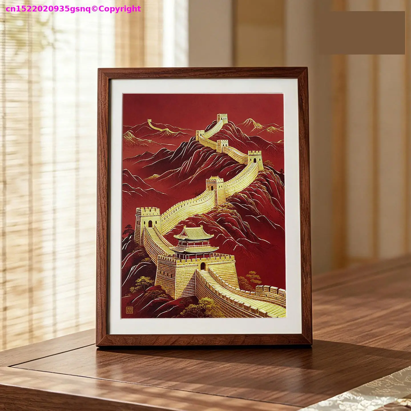 Exclusive corporate gift TOP lucky mascot Golden China Great wall HOME BAR CLUB OFFICE Copper engraving painting ornament