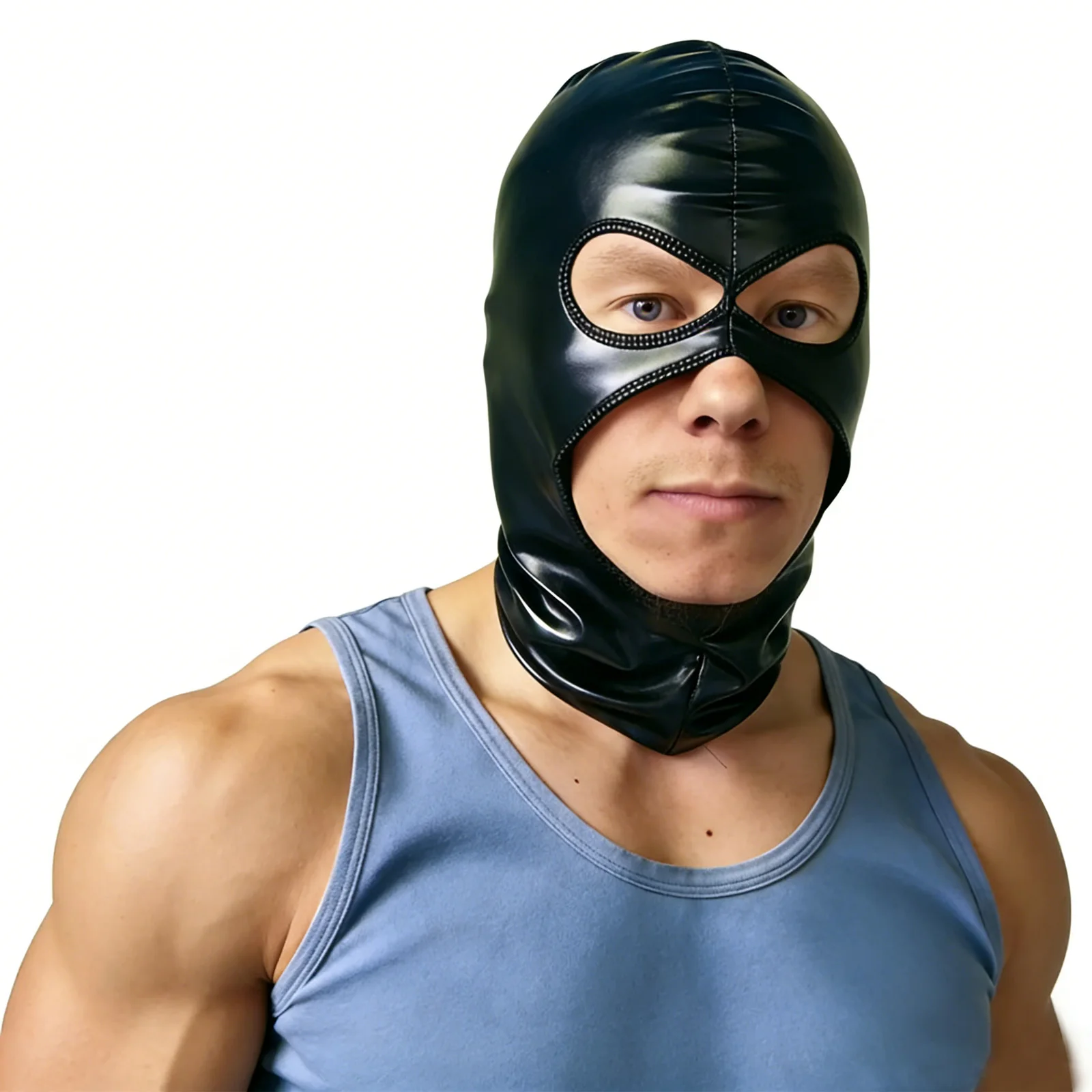 Patent Leather Face Mask Funny Prank Face Mask Headgear for Men Halloween Costume Accessory Clubwear Bar Nightclubs' Models Mask