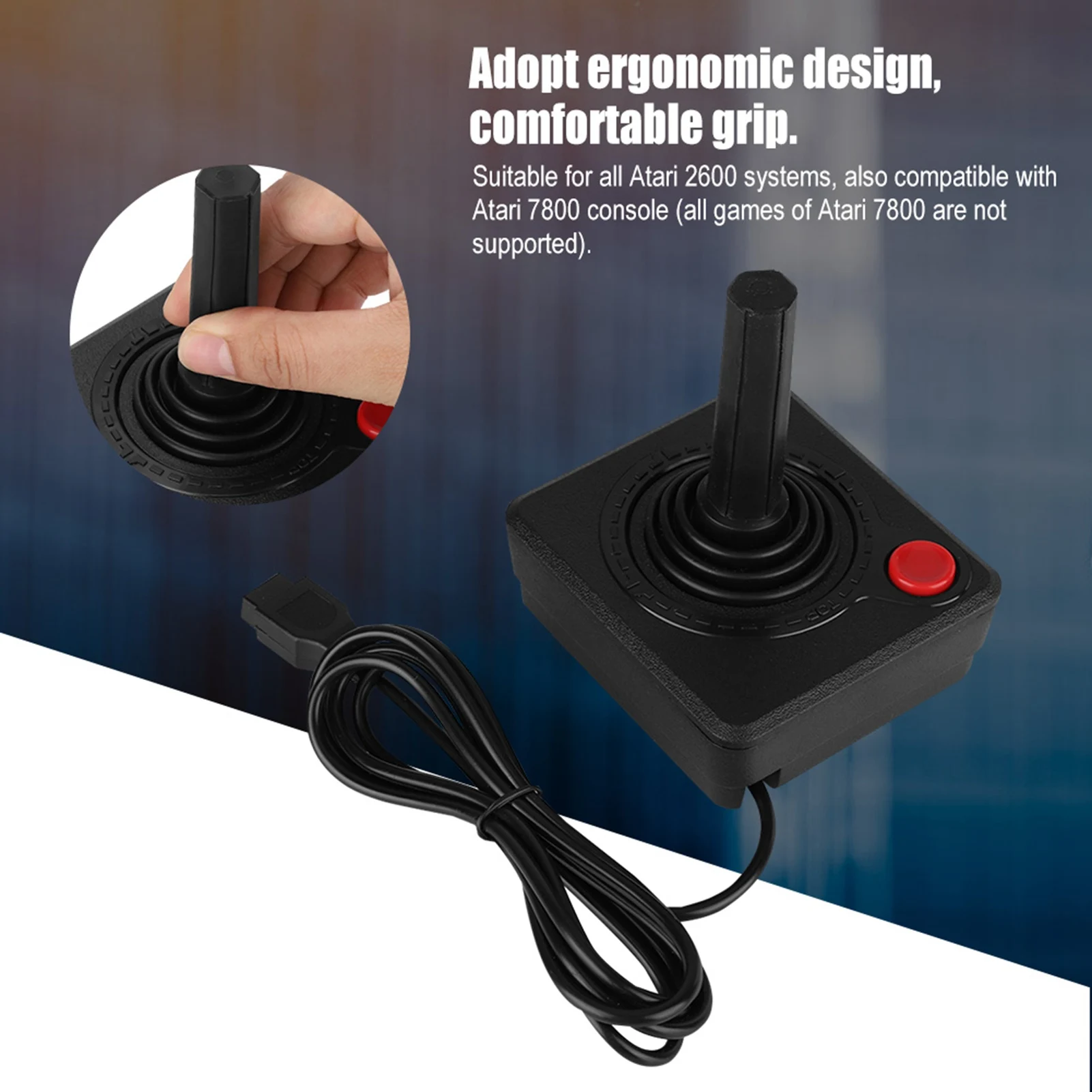 Ergonomic Comfortable Wireless Controller Analog Stick Wear Resistant 3D Analog Joystick Friendly Materials ABS for Atari 2600