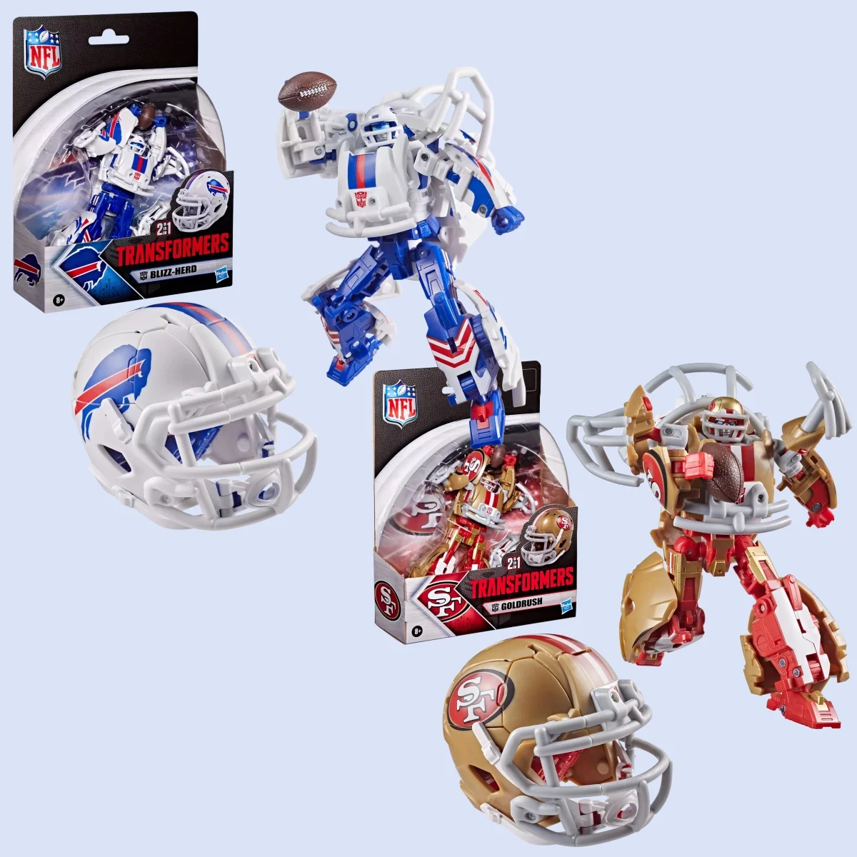 NEW Transformers NFL Collaborative San Francisco 49ers Goldrush Buffalo Bills Blizz-Herd Action Figure Robot Toy ﻿