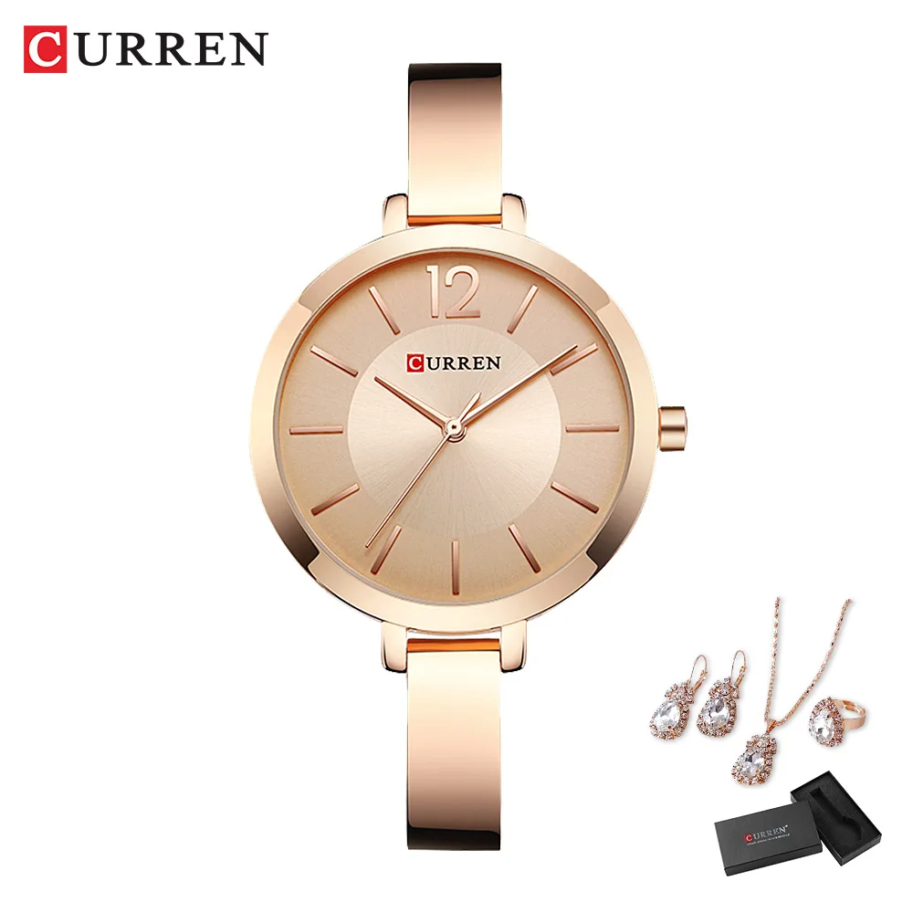 

CURREN Brand 5 Piece Set Luxury Rhinestone Women Fashion Elegant Wristwatch Quartz Watch For Girl Ladies Clock Montre Femme