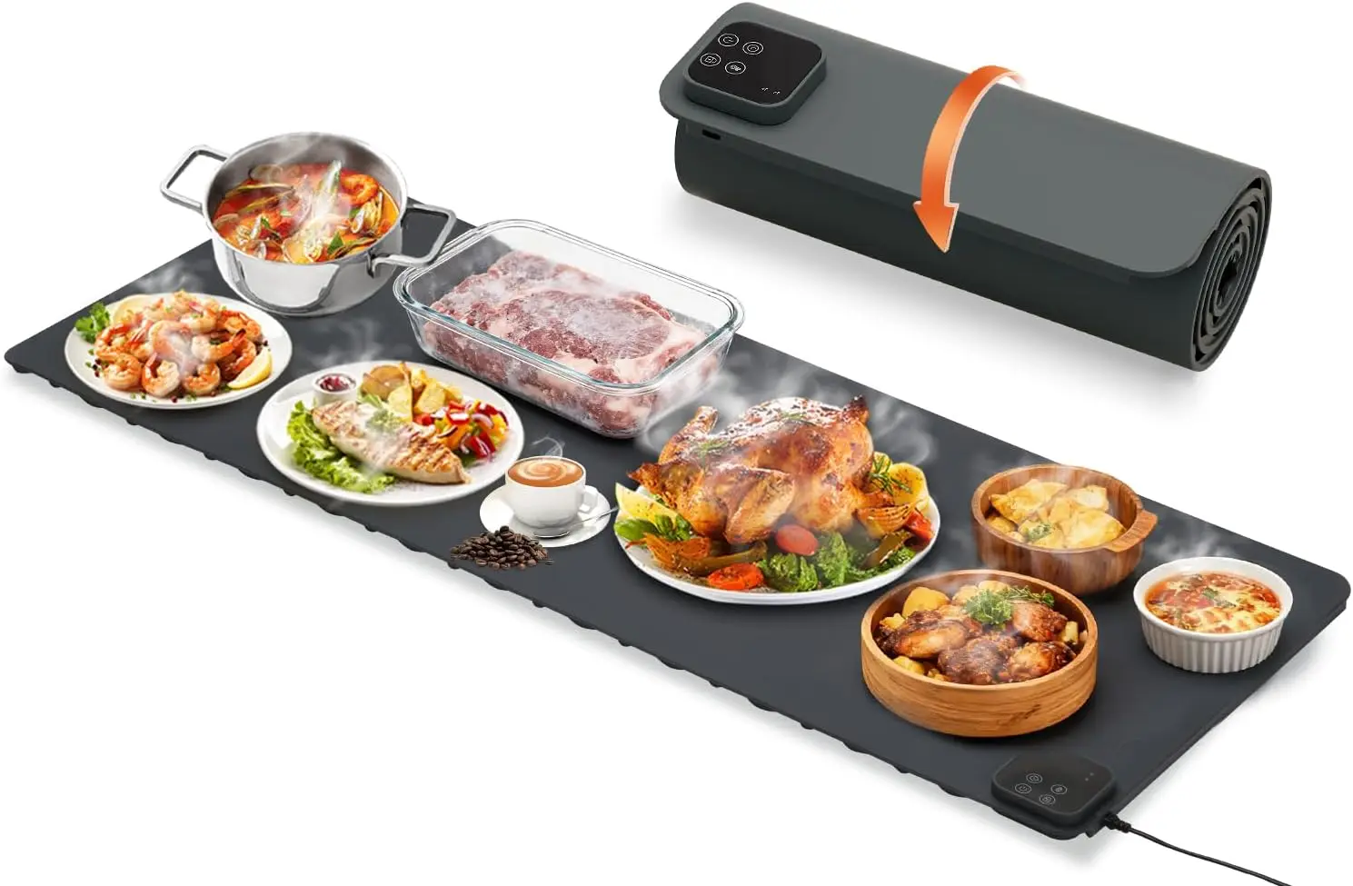 

Extra Large 47x15 Inch Electric Food Warming Mat, 450W Fast Heating in 8 Seconds, Adjustable Temperature & Timer