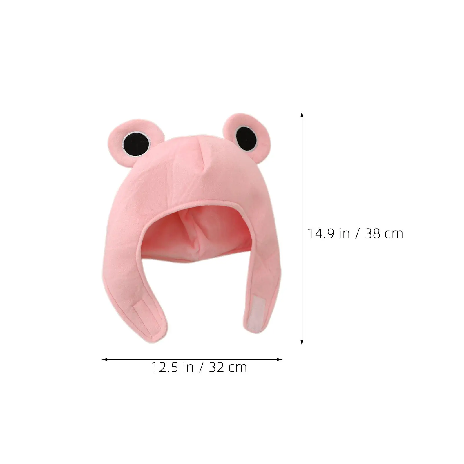 Cute Frog Headwear Cap Soft Material Christmas Costume Cosplay Party Funny Animal Hat Big Eyes Earflap Size 14.93x12.58x0.39in