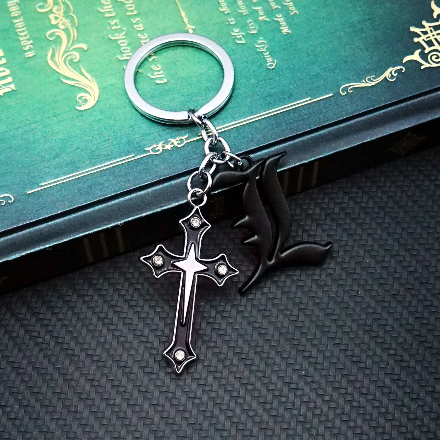 LLavero de Anime Death Note Cross Death Book, llavero doble L, llaveros para hombres, accesorios, llavero colgante de coche, llaveros