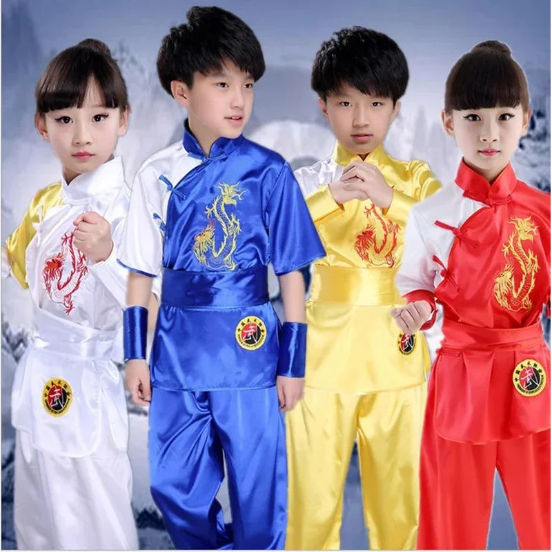 Ropa china de Kung Fu Wushu Tai Chi para Año Nuevo, disfraces tradicionales para chico, traje Tang para niños y niñas, ropa de cultura china * 8 * Q