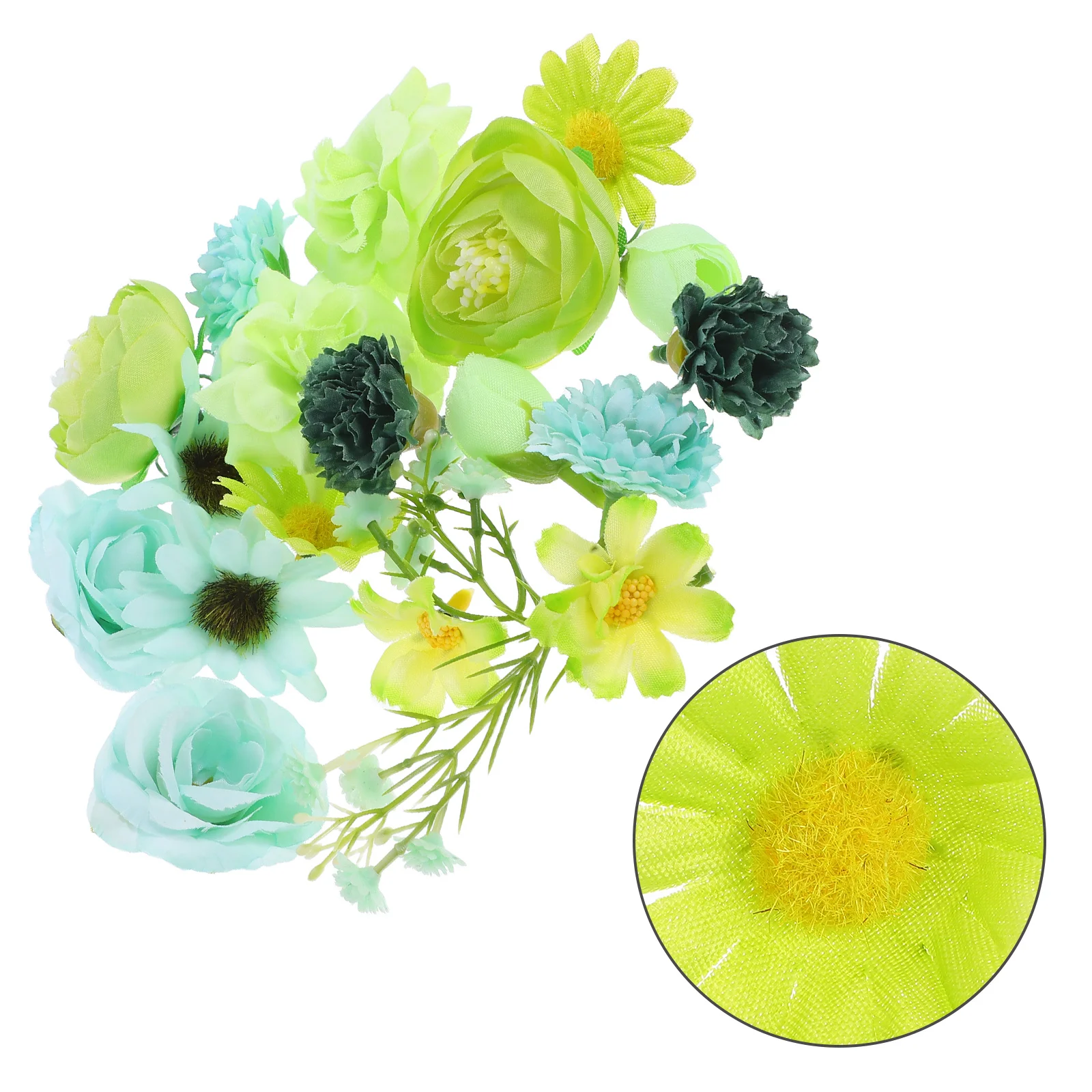 

20Pcs Artificial Flower Heads High Realism Faux Daisy Mini Fabric Flowers for Wedding Hair Accessories Decorations DIY Crafts