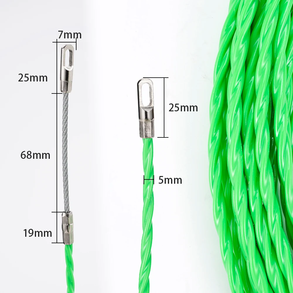 5mm  5/10/15/20/25/30/50M Cable Push Puller Dacron Fish Tape POM Fiber Optic Duct Rodder Wall Cable Guide Device Aid Tool