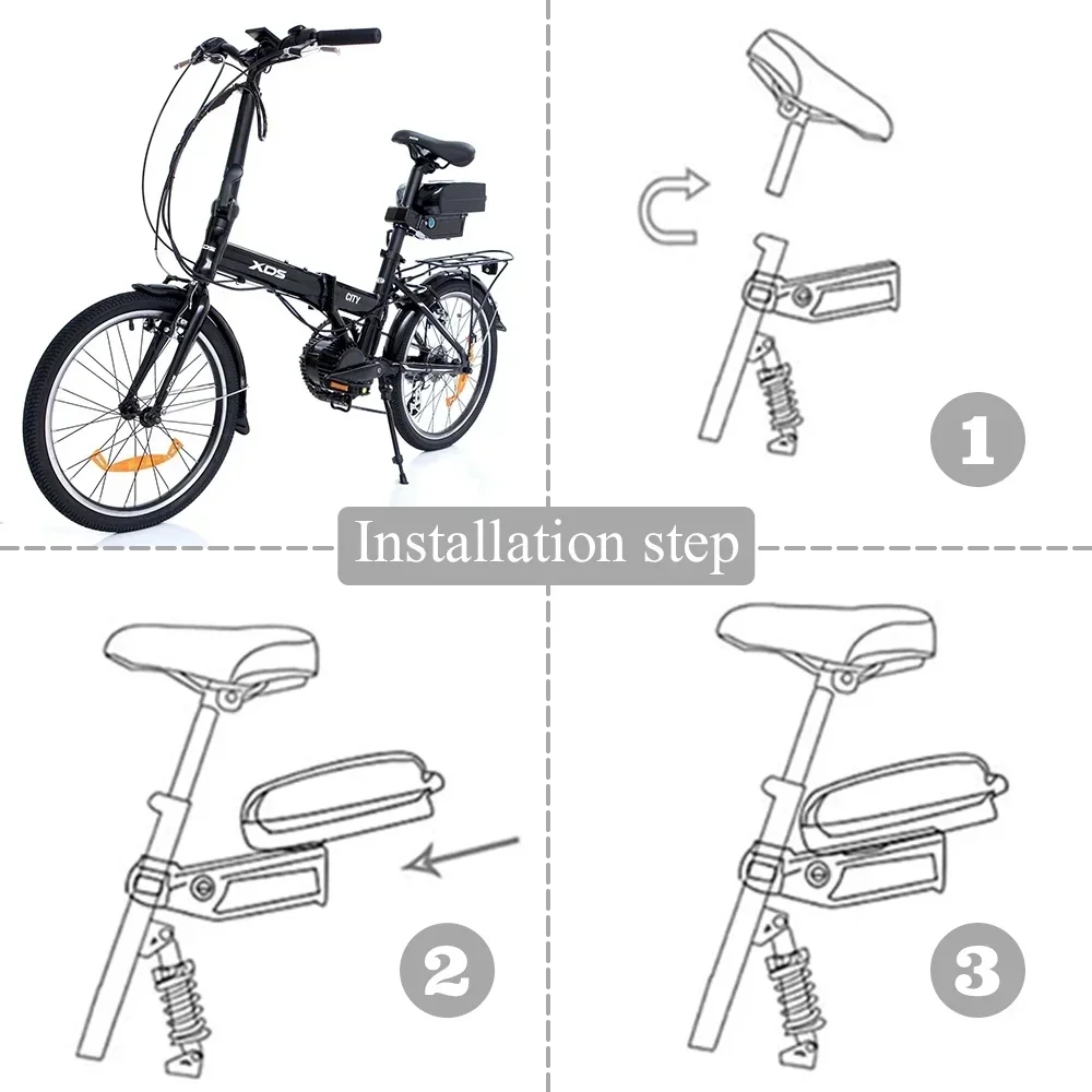 Imagem -05 - Bateria de Bicicleta Elétrica Pequena rã Bateria Ebike sob a Coluna do Assento Adequada para 250w500w 48v 30ah Novo