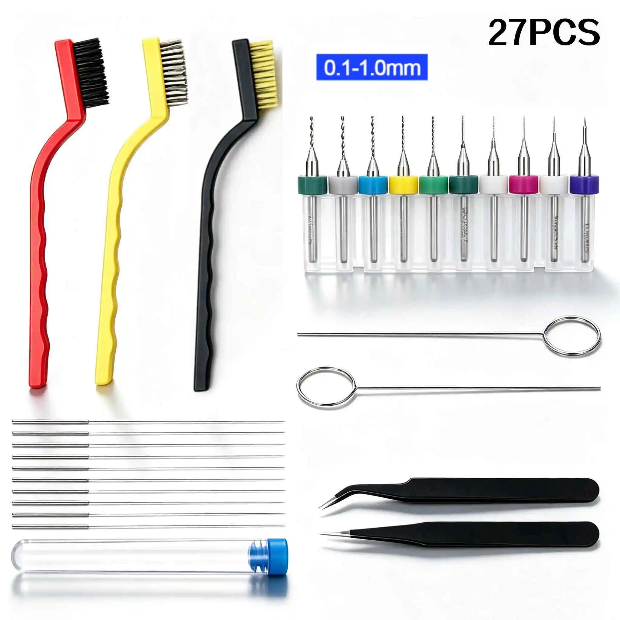 3D Printer Nozzle Cleaning Tool Kit Stainless Steel Needles Wire Brush For Ender3 Bambu Lab MK8 Hotend Maintenance Accessories