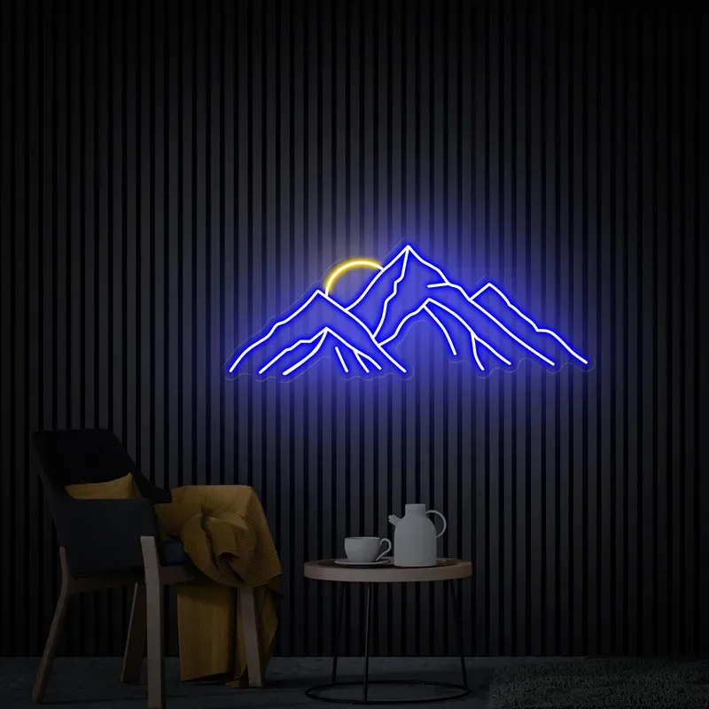 Led Neon Sign Moutain and Sun Neon Lights USB LED Lamp Signs Home Wall Decor Bedroom Kid Room Bar
