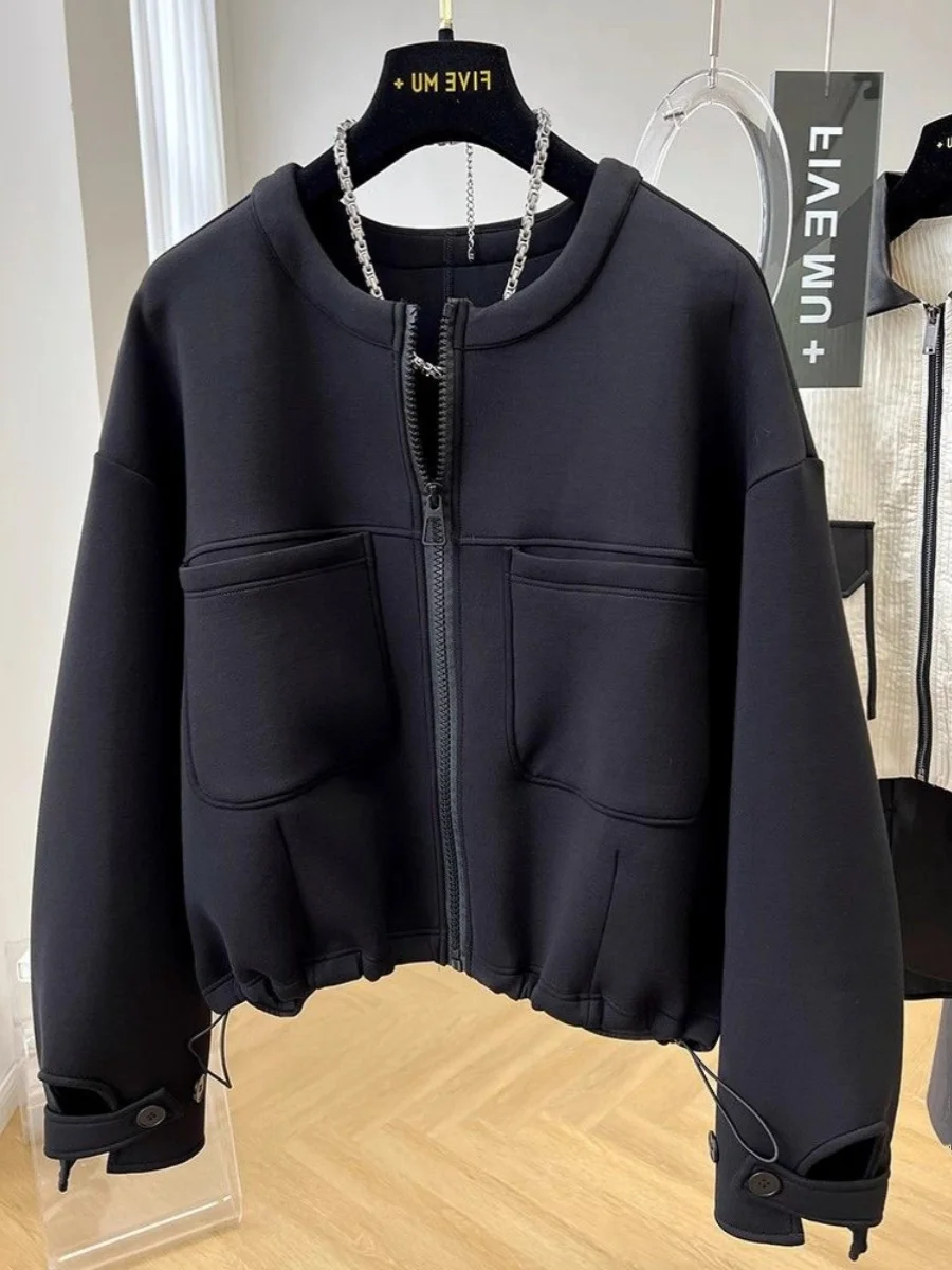 

plus Size Women's Short round Neck Jacket 2300 Pounds Comfortable Fit Retro Style Slimming Top for Autumn Winter