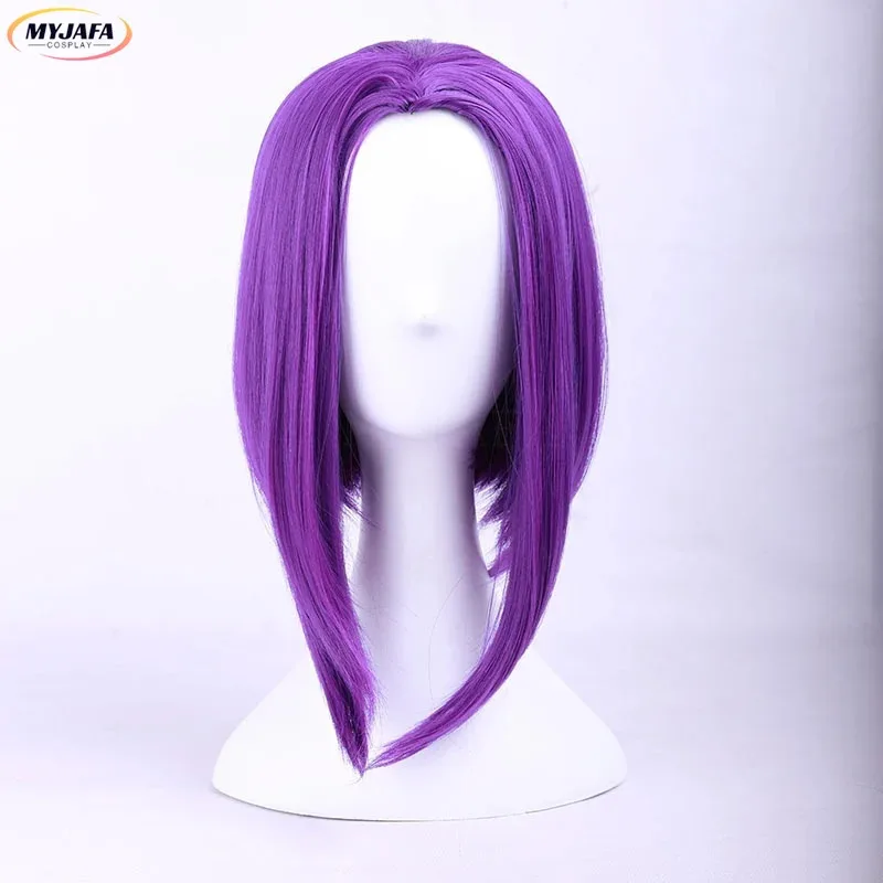 111 www alta qualidade anime raven perucas roxo curto resistente ao calor cabelo sintético perucas cosplay + peruca boné