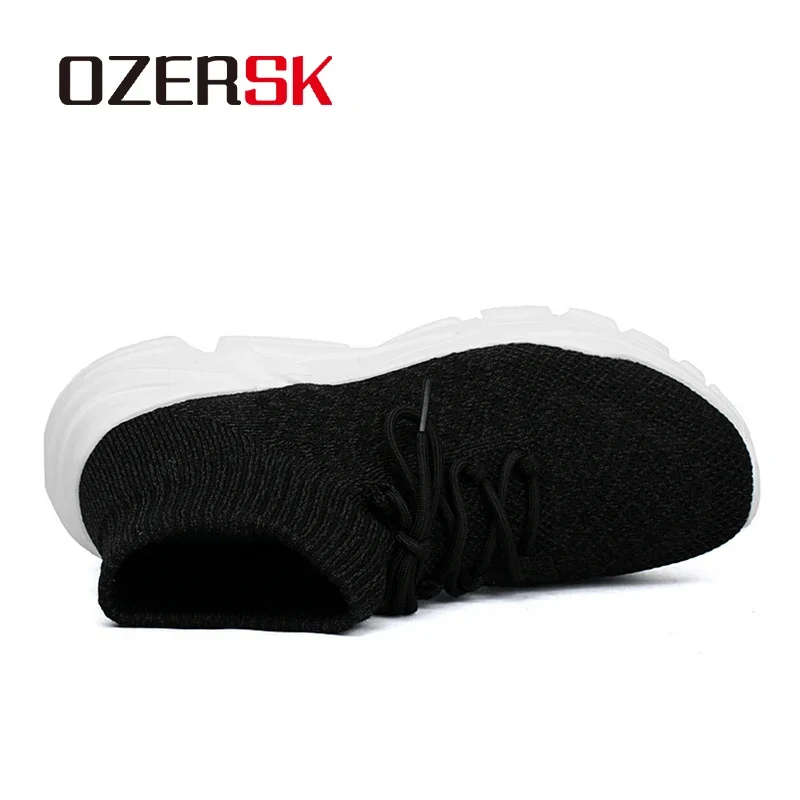 OZERSK Flyweave-zapatillas de deporte de malla para mujer, transpirables, ligeras, suaves, suela MD, calcetines para caminar para viajes diarios, zapatos para mujer