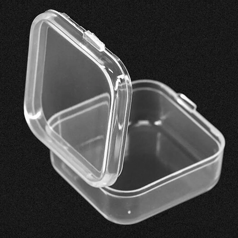 10pcs Mini Jewelry Trinkets Plastic Box Transparent Display Storage Holder Organizer Earplugs Hooks Convenient