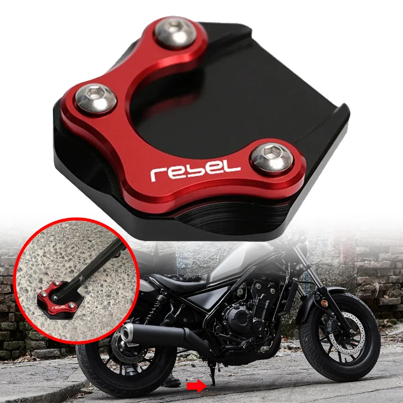

For Honda Rebel 500 250 300 CMX500 CMX300 Rebel500 Motorcycle Accessories Foot Side Stand Enlarge Plate Kickstand Extension Pad