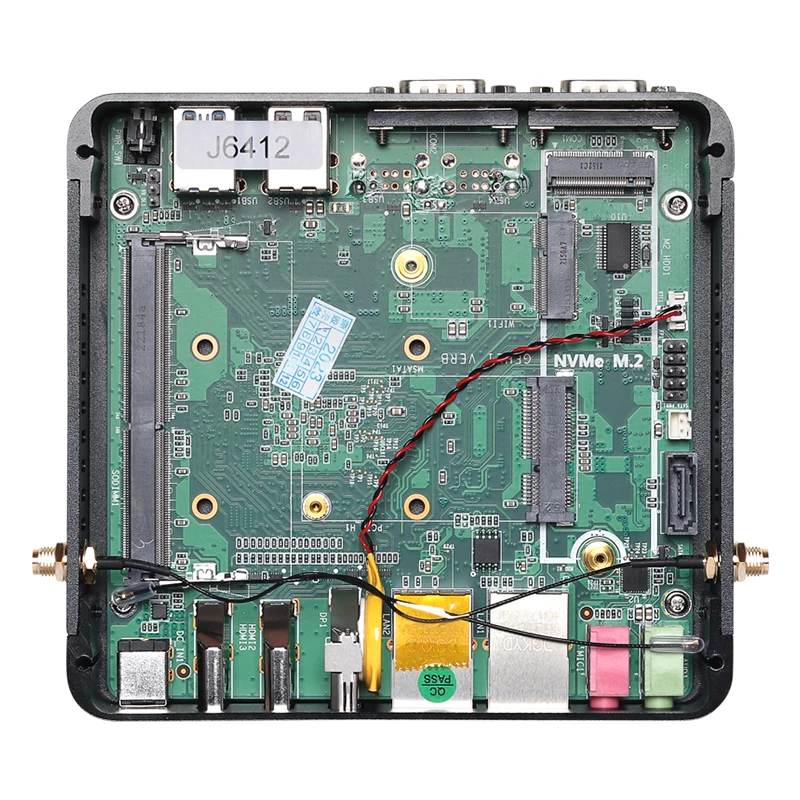 Mini computador industrial sem ventilador processador intel n100 2x hdmi 1x dp 2x com db9 rs232 2x lan m.2 ssd 4x usb win10/11 linux