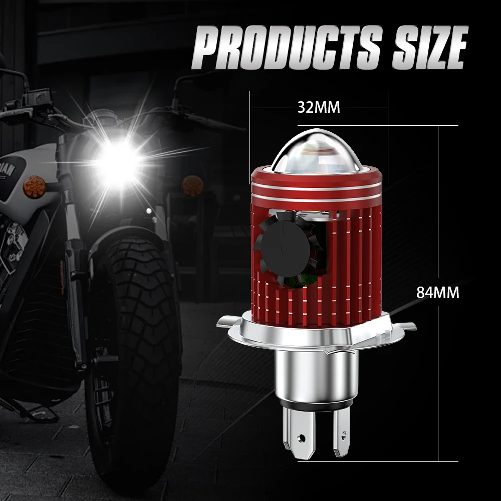 1PC High Low Beam BA20D H4 Motorcycle Headlamp with Fan H6 LED Lights Highlight with Lens Moto Headlight Car Scooter Accessories