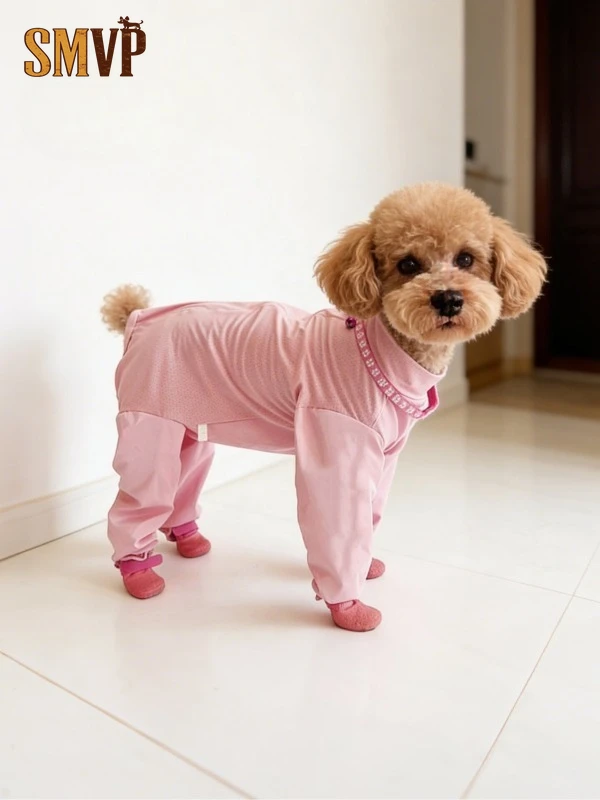 

Anti-Dirt Jumpsuit with Foot Covers Four-Legged Pet Dustproof Overalls for Outdoor Walking Summer Protective Clothes for Dogs