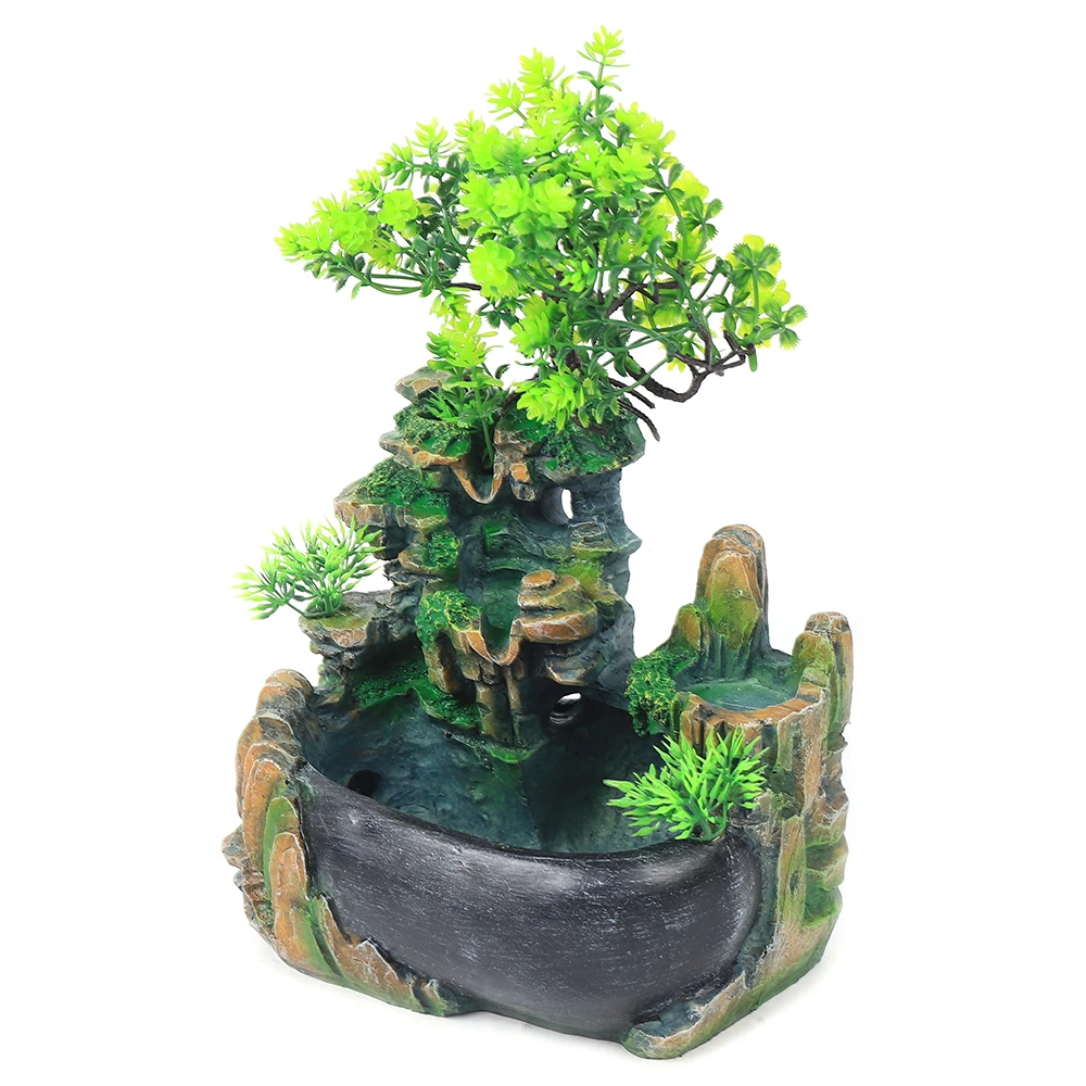 Atomizing Rockery Water Fountain Desktop Chinese Fengshui LED Lamp Waterfall