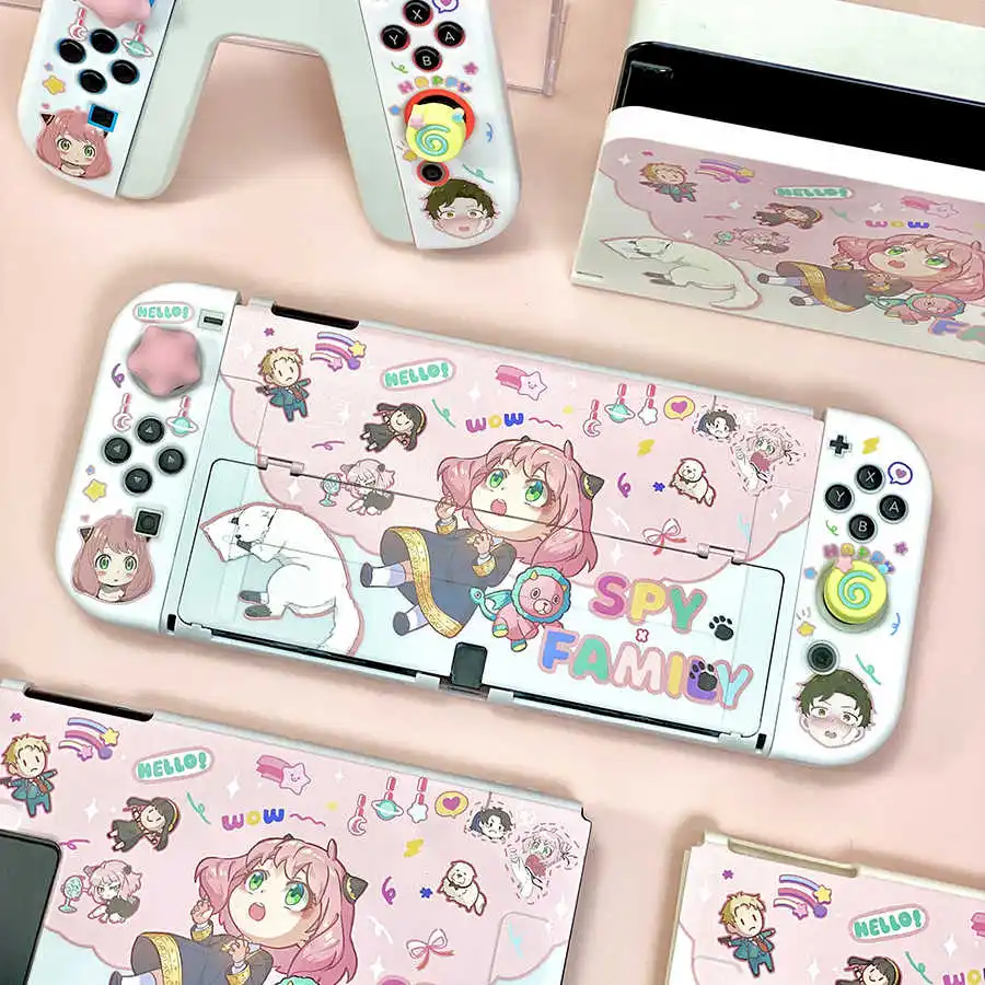 Anime Anya Switch Protective Cover Insertable Dock Split OLDE Case for Nintendo Switch OLED Controller Joy-Con Game Accessories