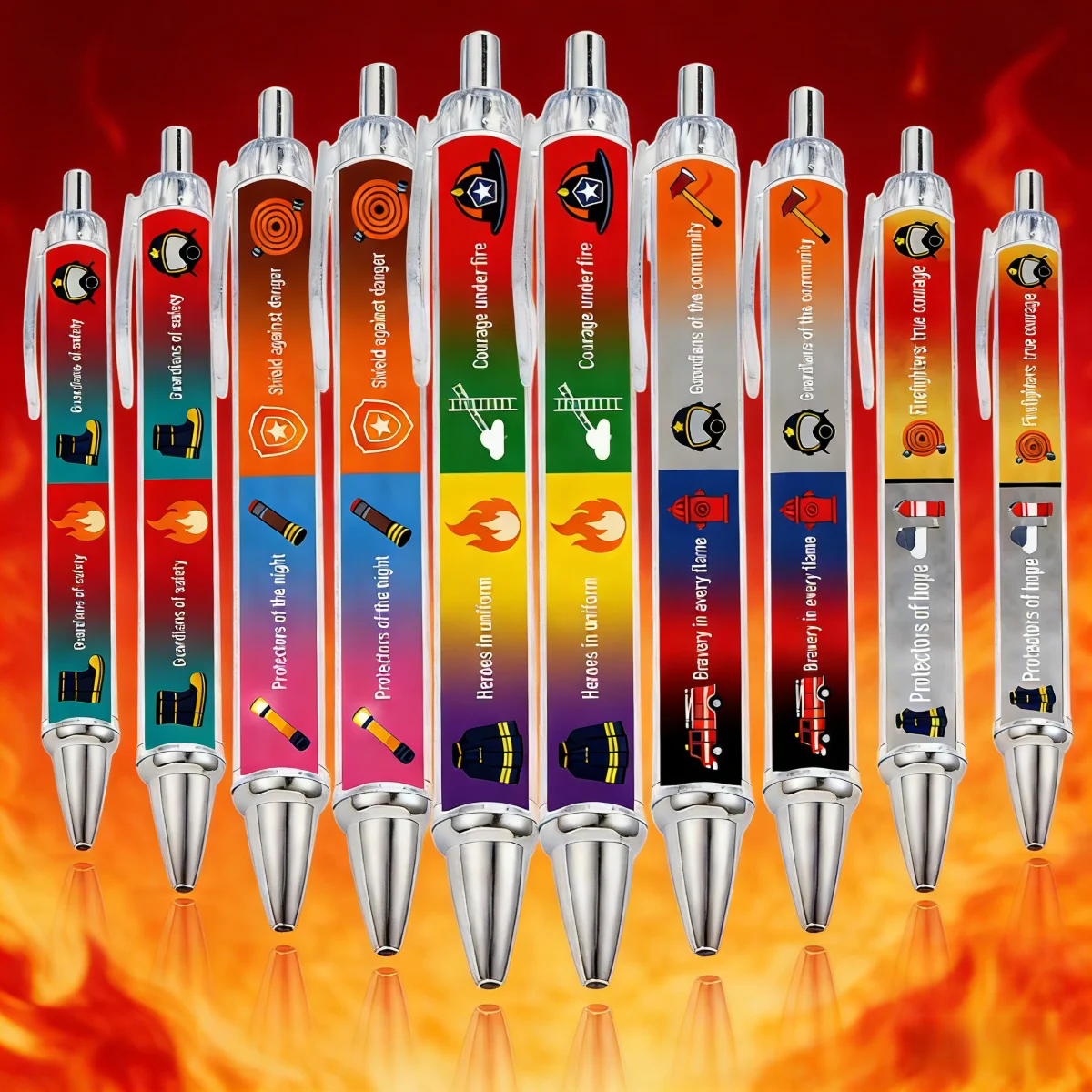 

10 шт. шариковых ручек с тематикой пожарной безопасности, подарочные ручки с благодарностью к пожарным и памятные ручки в знак признательности
