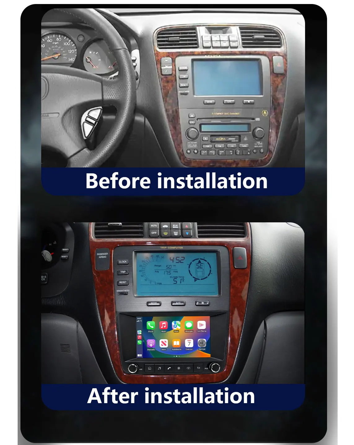 Car Head Unit For Acura MDX 2001 2002 2003 2004 2005 2006 Wireless Navigation Carplay Android Bluetooth Exchange Upgrade Stereo