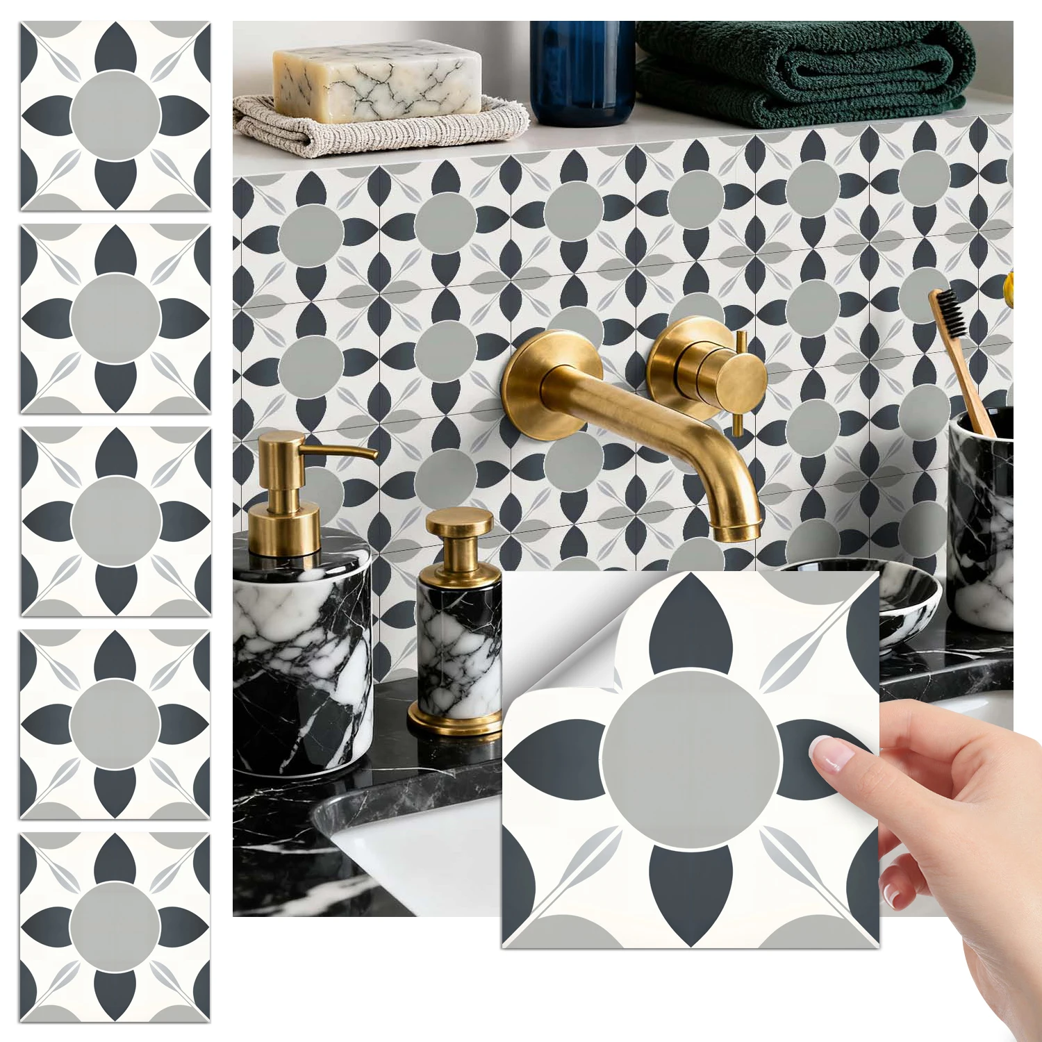 36 feuilles de papier peint autocollant floral vintage imperméable à l'eau et à l'huile, cuisine salle de bain Home Decor