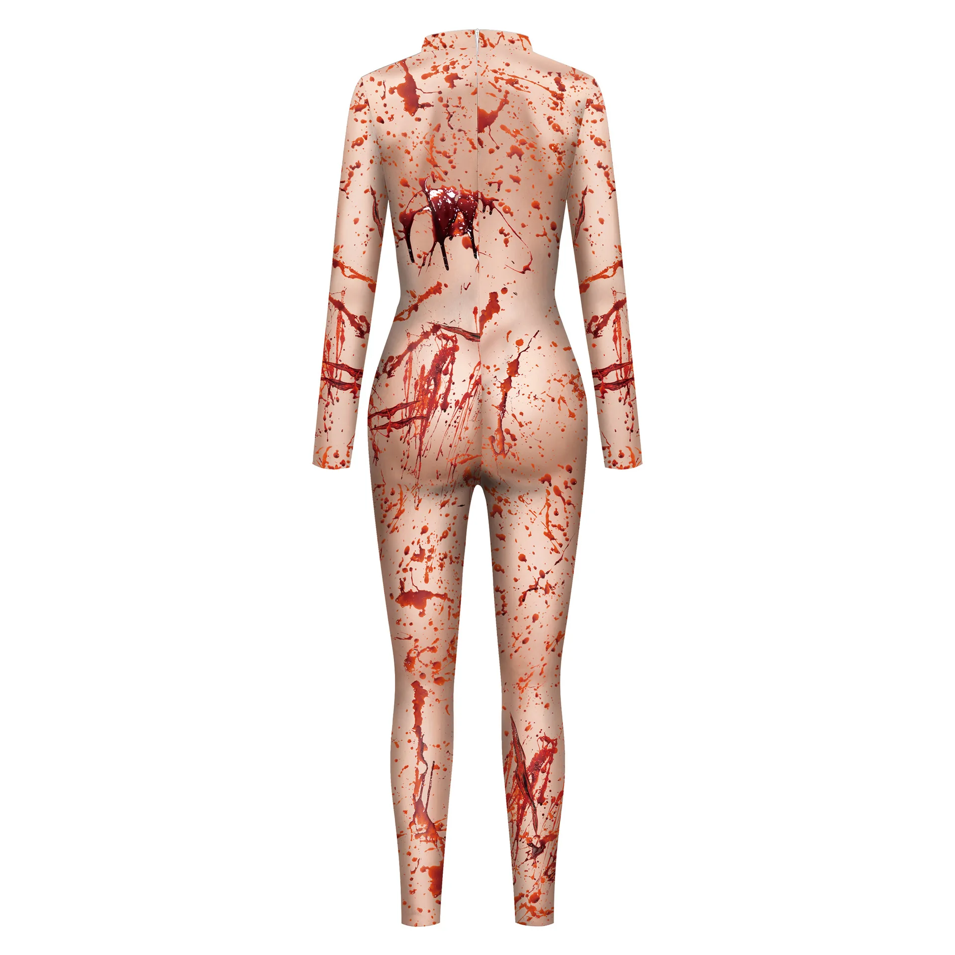 Combinaison de cosplay de sang de cicatrice d'horreur d'Halloween pour femmes et filles, impression de tache de sang, bas Zentai, mascotte de carnaval, costume de batterie de fête