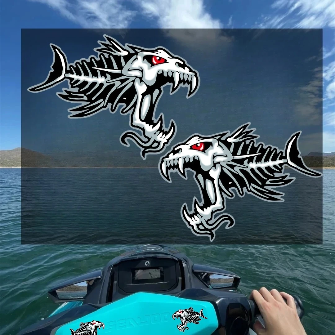 For Seadoo Fishbone Stickers Yamaha Waverunner Scooter Waterproof Decal Motorcycle Water Boat Supplies Jet Ski Brp Accessories