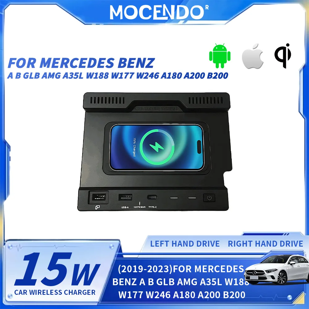 

For Mercedes Benz Car Wireless Charger Fast Charging Compatible with a B GLB AMG A35L W188 W177 W246 A180 A200 B200 2019-2023