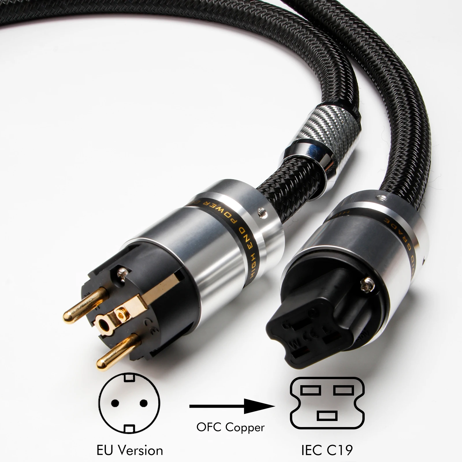 HiFi Audio c19 20A Power Cable for Audiophile 12AWG Audiophile Power Cord 125V 15A, Braided Sleeves Power Line