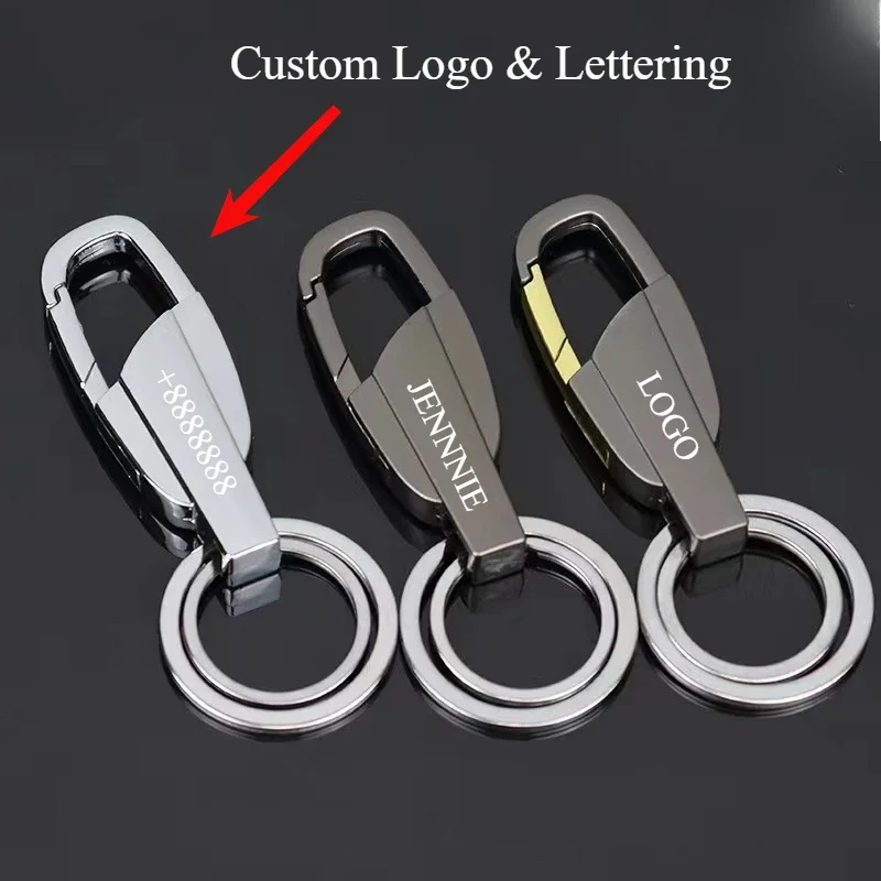 

Custom Car Keychain Aluminum Durable Auto Accessories DIY Fashion Silver Key Ring Best Gift Metal Male Waist Hanged Keyring