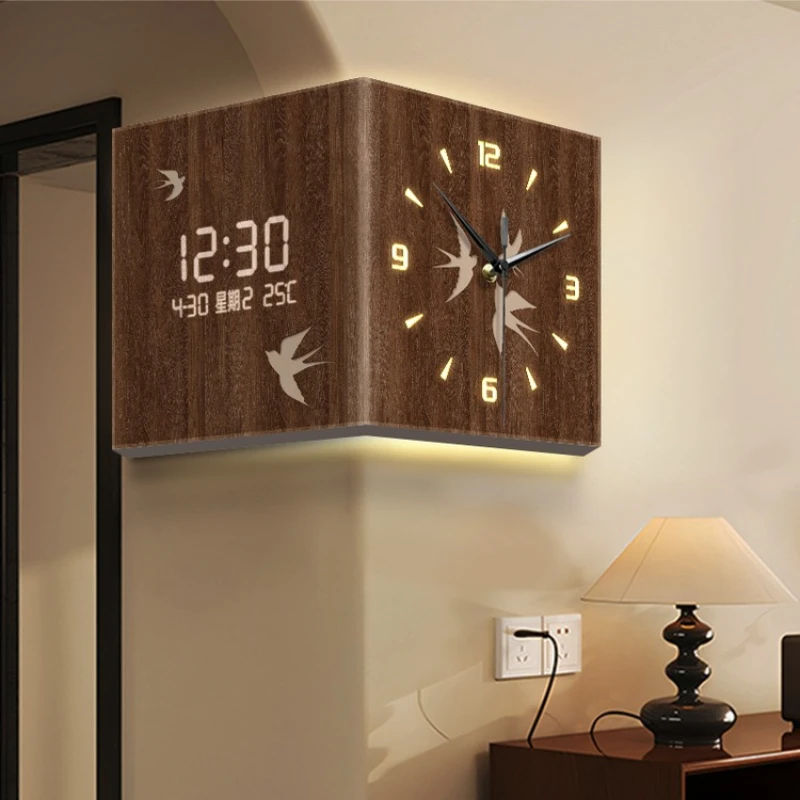 living room double-sided wall clock retro noiseless interior art mural clock Large Bedroom zegary ścienne duze home decoration