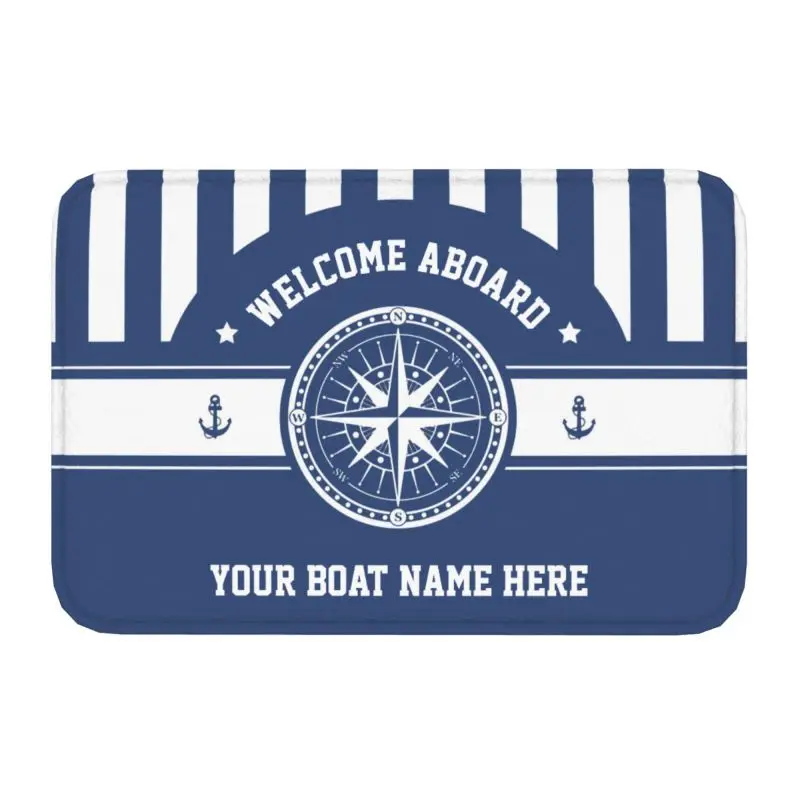 Custom Welcome Aboard Front Door Mat Anti-Slip Indoor Waterproof Nautical Anchor Doormat Living Room Entrance Rug Carpet