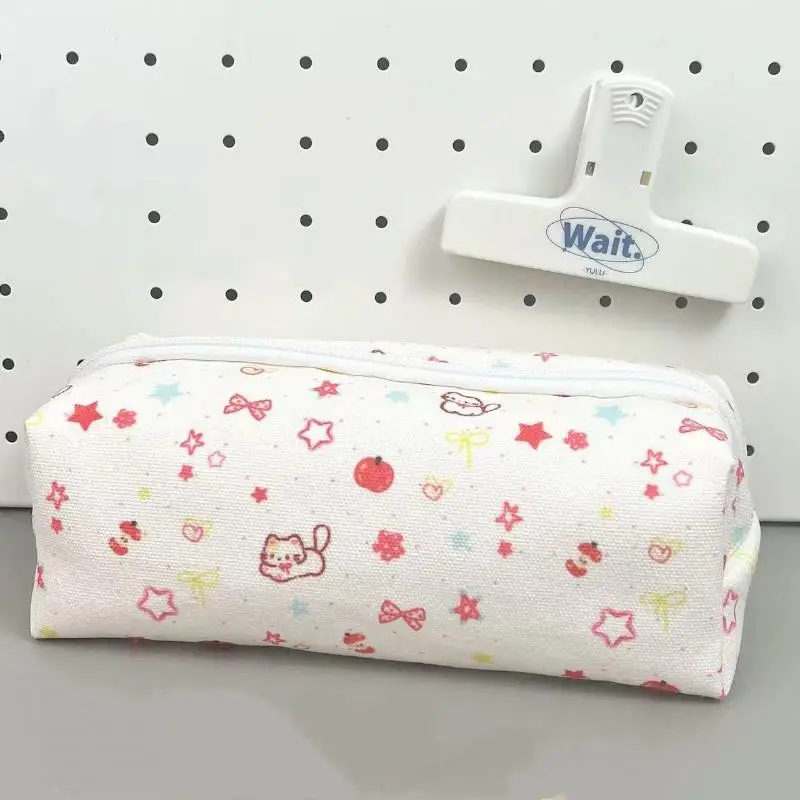 Cartoon Cat Large Capacity Pencil Case with Cute Bow Multifunctional Storage Bag for School Office Stationery Student Gifts