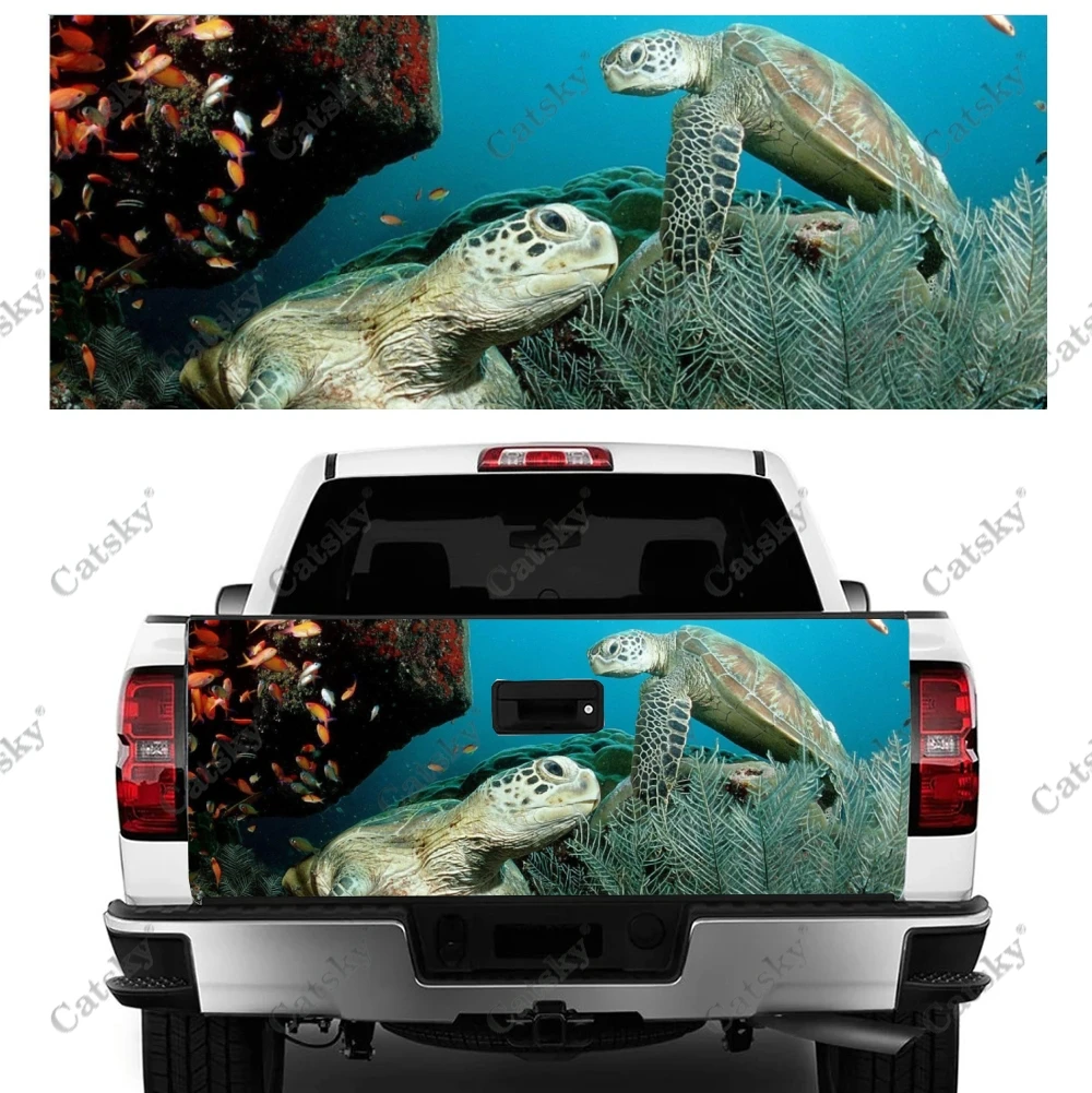 

Sea Animals Turtle Print Car Tail Trunk Protect Vinly Wrap Sticker Decal Auto Hood Decor Engine Cover for SUV Off-road Pickup