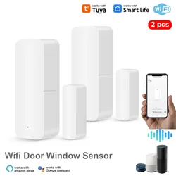 2Pcs Tuya WiFi Smart Door Sensor Smart Home Door Open/Closed Detectors Window Sensor APP Voice Control With Google Home Alexa