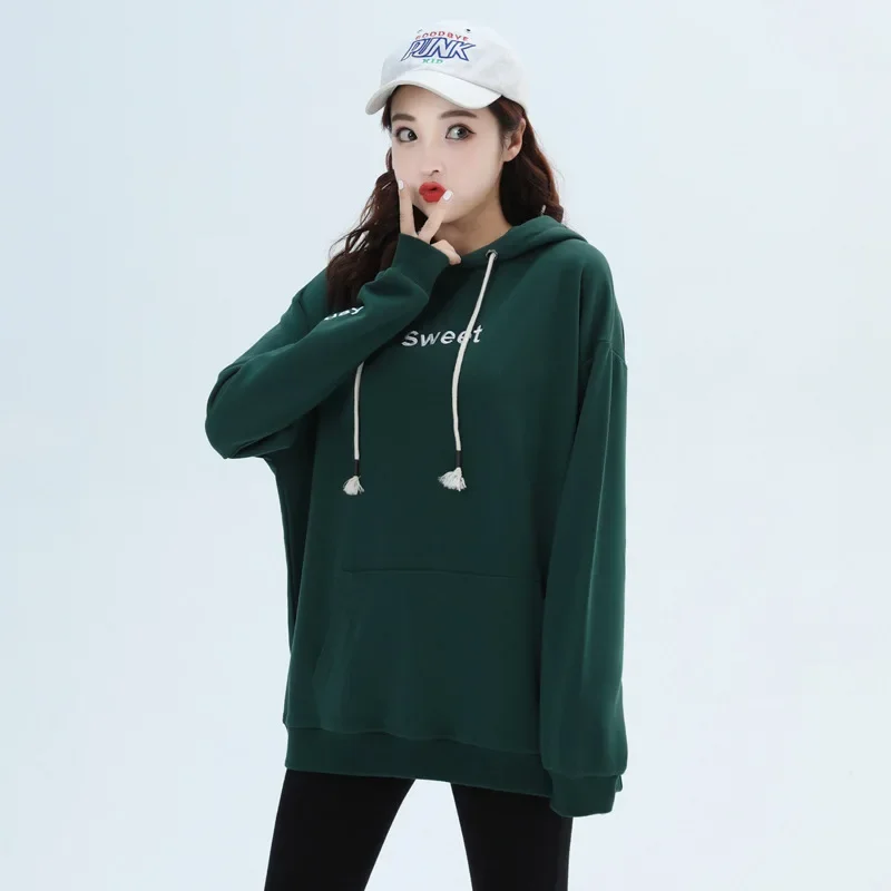 2024 New Spring and Autumn Women Long Sleeve Black Pink Hoodies Sweatshirt Casual Hooded Ladies Coats