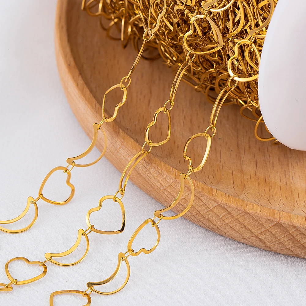 

1M/Lot Stainless Steel Simple Basic Heart Moon Handmade Jewelry Chains For DIY Women Necklaces Bracelets Accessory Wholesale New