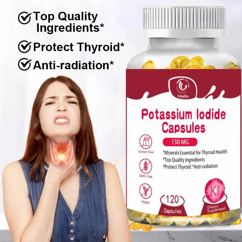 Vitality potassium ไอโอไดด์แคปซูล ki (Stable ไอโอดีน) 130ไมโครกรัมต่อวัน-อาหารเสริมสนับสนุนต่อมไทรอยด์