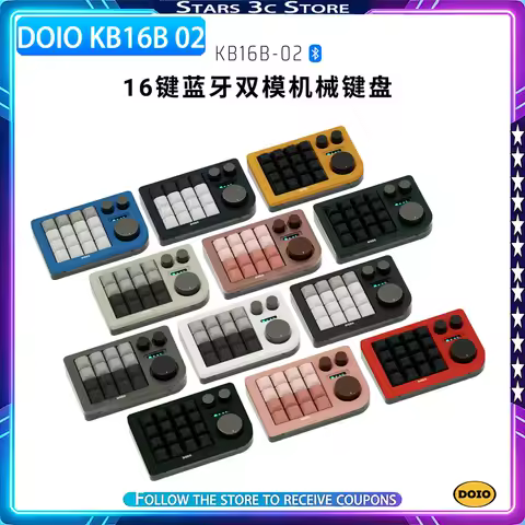 DOIO KB16B 02 Mini Designer Keyboard Wireless Dual Mode 3 Knob Custom Key Positions Support QMK Via Office Mechanical Keyboard